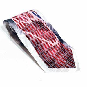 Il Canto Italian Designer Red Gray Geometric Tie
